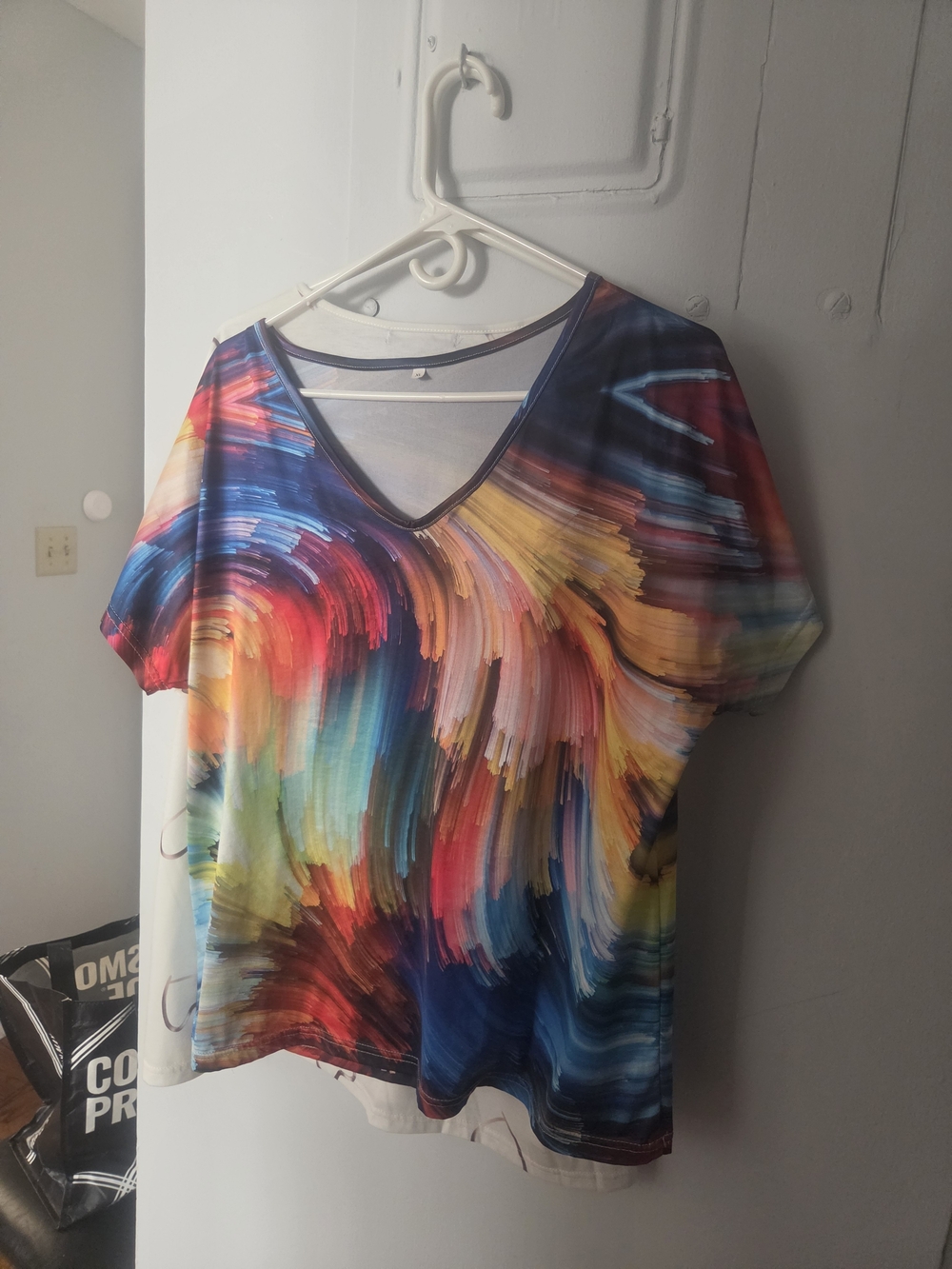 V-Neck Multicolor Brushstroke Print Women's Top